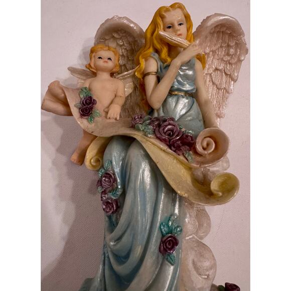 Vintage Musical Angel Child Resin Figurine 9" Hark The Herald Angels Sing Works - Picture 3 of 9